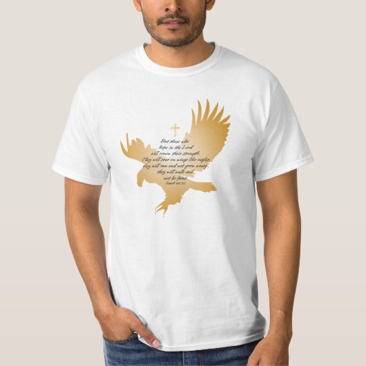 Jesaja-40:31 Schrift mit Eagle und Kreuz T-Shirt (Vorderseite)