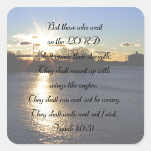Jesaja-40:31… wings wie Adler… Quadratischer Aufkleber