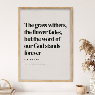 Jesaja 40:8, Bibelvers, Moderne Bibel, Schrift  Poster