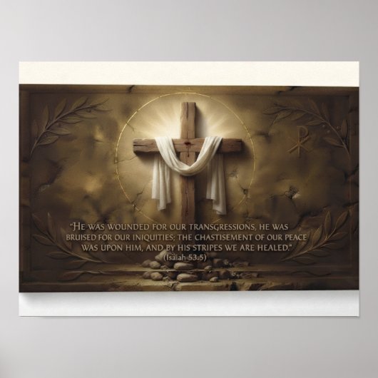 Jesaja 53:5 Kreuzposter – Durch Seine Wunden Poster (Vorne)