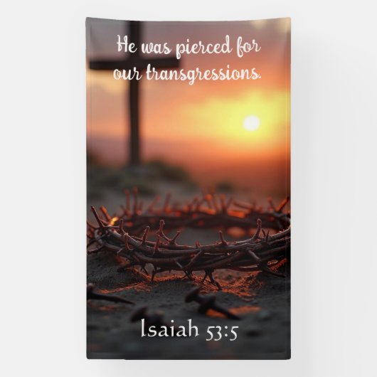 Jesaja 53:5 Schriftkunst mit Dornenkrone  Banner (Vertikal)