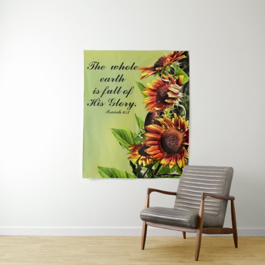 Jesaja-6:3 mit Fotografie der Sonnenblumen Wandteppich (Beispiel)