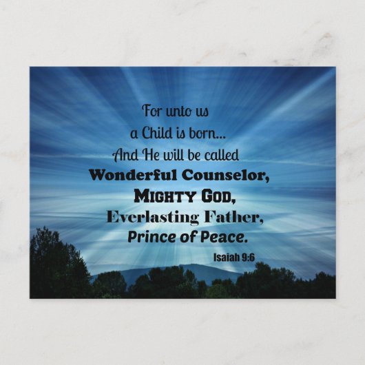 Jesaja 9:6 Denn für uns ist ein Kind geboren. Postkarte (Vorderseite)