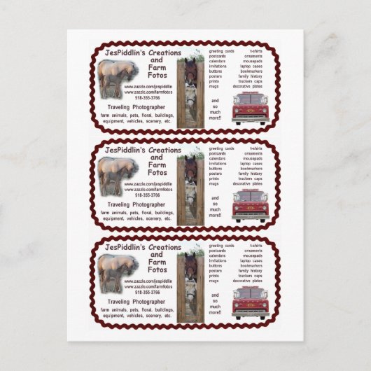 JesPiddlin Kreationen / Farm Fotos Bus. Karten (Vorderseite)