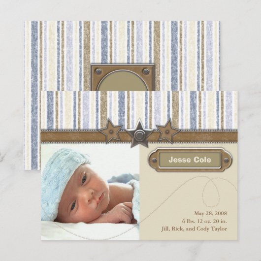 Jesse Cole Birth Ankündigung (Vorne/Hinten)