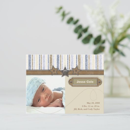 Jesse Cole Birth Ankündigung (Stehend Vorderseite)