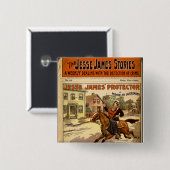 Jesse James Outlaw Bank Robber Comic Book Button (Vorne & Hinten)