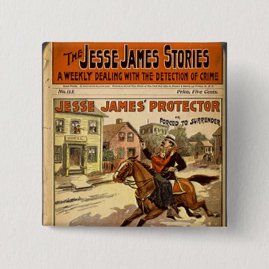 Jesse James Outlaw Bank Robber Comic Book Button (Vorderseite)