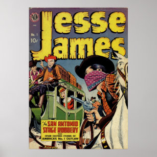 Jesse James Vintag Comic Book Poster