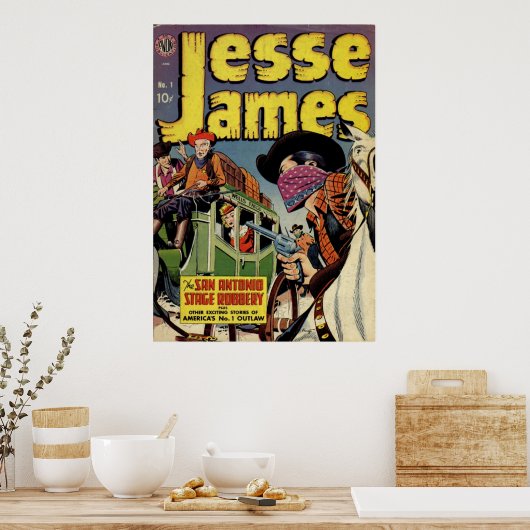 Jesse James - Vintages Comic Book Poster (Küche)