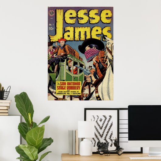 Jesse James - Vintages Comic Book Poster (Heimbüro)