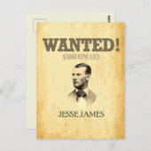 Jesse James Wollte Outlaw 🚨 Wild West USA Postkarte (Vorne/Hinten)