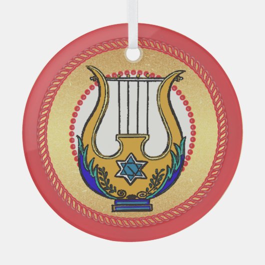 Jesse Tree David's Harp Ornament Aus Glas (Vorderseite)