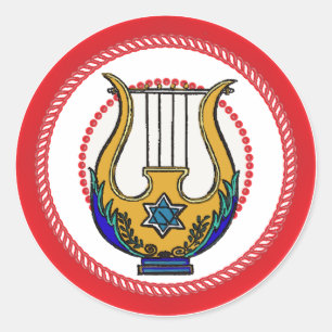 Jesse Tree David's Harp Runder Aufkleber