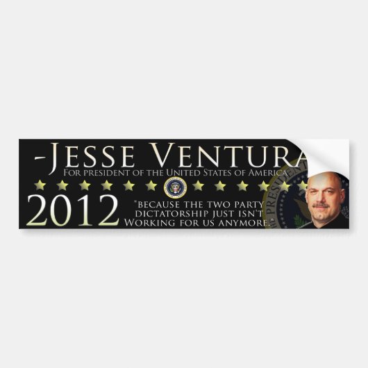 Jesse Ventura 2012 Autoaufkleber - Schwarzes (Vorne)