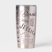 Jessica Custom Name Black Pink Thermobecher (Rückseite)