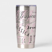Jessica Custom Name Black Pink Thermobecher (Vorderseite)