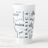 Jessica Custom Name Black White Blue Milchtasse (Vorderseite)