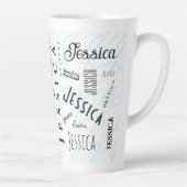 Jessica Custom Name Black White Blue Milchtasse (Rechts)