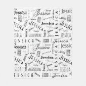 Jessica Custom Name Black White Fleecedecke (Vorderseite)