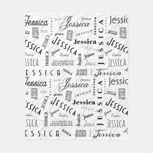 Jessica Custom Name Black White Fleecedecke (Vorderseite)