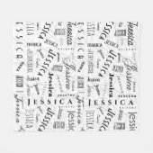 Jessica Custom Name Black White Fleecedecke (Vorderseite (Horizontal))