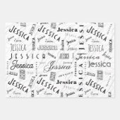 Jessica Custom Name Black White Geschenkpapier Set (Vorderseite 3)