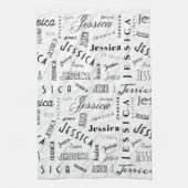 Jessica Custom Name Black White Geschirrtuch (Vertikal)