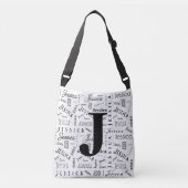 Jessica Custom Name Black White Monogram J Tragetaschen Mit Langen Trägern (Vorderseite)