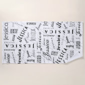 Jessica Custom Name Black White Strandtuch (Vorderseite)