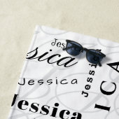 Jessica Custom Name Black White Strandtuch (Beispiel)