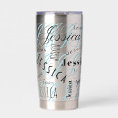 Jessica Custom Name Blue Black Thermobecher (Vorderseite)