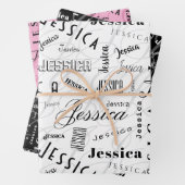 Jessica Custom Name Pink Black White Geschenkpapier Set (Beispiel)