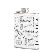 Jessica Custom Name Typography Vinyl Wrapped Flask Flachmann (Links)