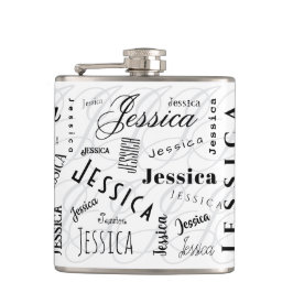 Jessica Custom Name Typography Vinyl Wrapped Flask Flachmann