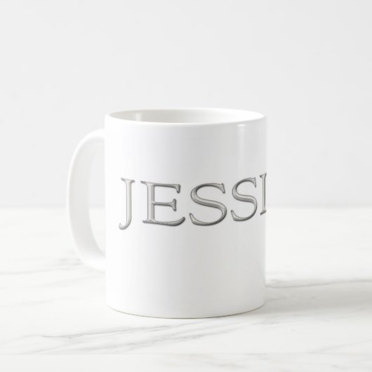 Jessica Custom Raise Silver Name Kaffeetasse (Vorderseite Links)