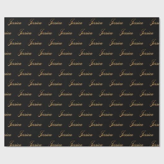 Jessica gold Design Lettering Geschenkpapier (Flach)