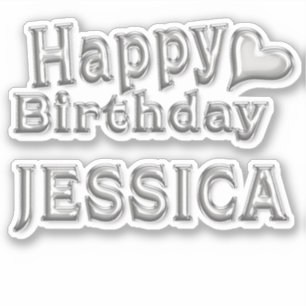 Jessica Happy Birthday silver Aufkleber Sticker