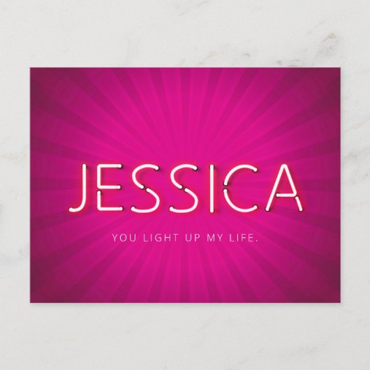 Jessica Name in leuchtenden Neonleuchten Postkarte (Vorderseite)
