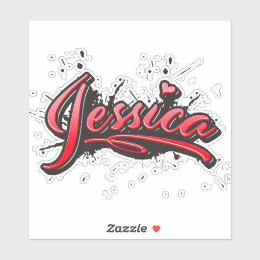 Jessica red Heart Graffiti Aufkleber Sticker (Blatt)