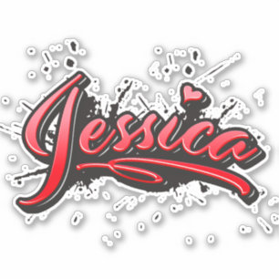 Jessica red Heart Graffiti Aufkleber Sticker