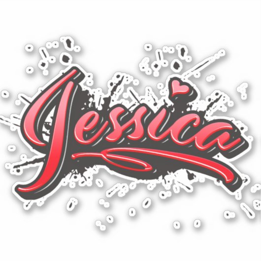 Jessica red Heart Graffiti Aufkleber Sticker (Vorderseite)