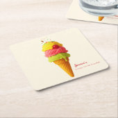 Jessica's Scoop. Lächle. Wieder von vorne. Rechteckiger Pappuntersetzer (angewinkelt)