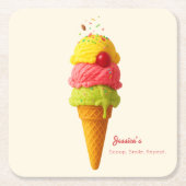 Jessica's Scoop. Lächle. Wieder von vorne. Rechteckiger Pappuntersetzer (Vorderseite)