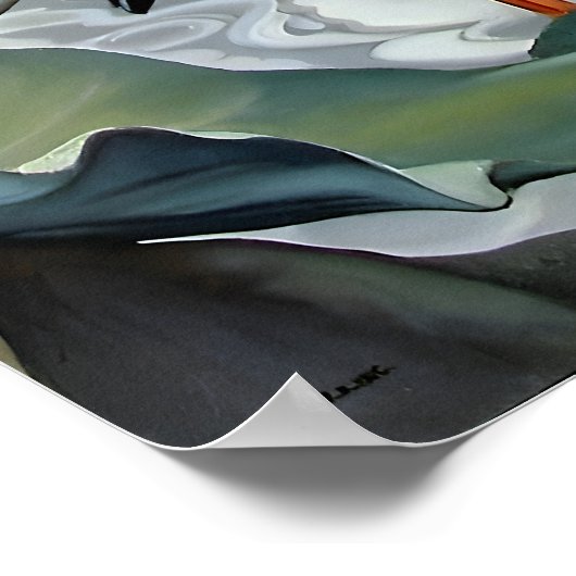 Jessie Arms Botke - Flamingos und Lotus Poster (Ecke)