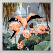Jessie Arms Botke - Flamingos und Lotus Poster (Vorne)
