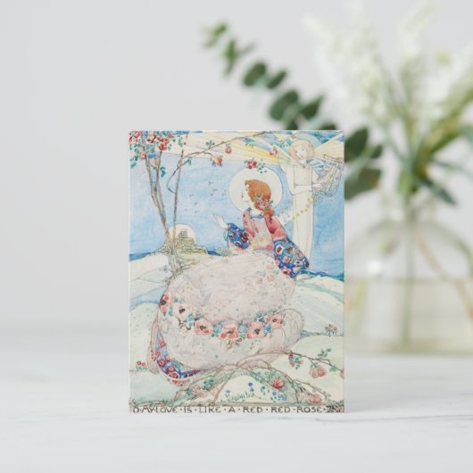 Jessie M. King Oh, meine Liebe ist wie eine rote R Postkarte (Stehend Vorderseite)