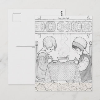 Jessie Wilcox Smith beim Tischgebet Ausmalbild Postkarte