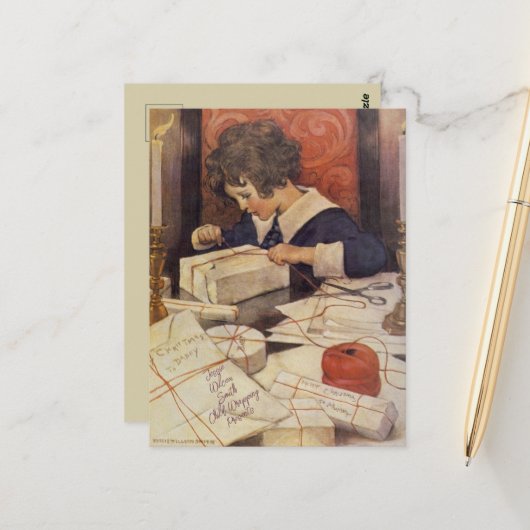 Jessie Wilcox Smith Child Wrapping präsentiert Pos Postkarte (Vorderseite/Rückseite Beispiel)