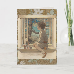 Jessie Wilcox Smith "Traumblöcke" Junge am Fenster Karte